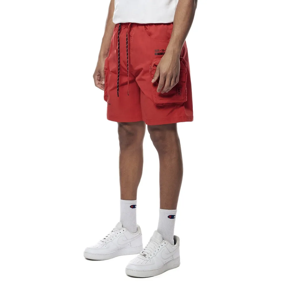 Printed Utility Lounge Windbreaker Shorts - Red