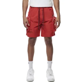 Printed Utility Lounge Windbreaker Shorts - Red