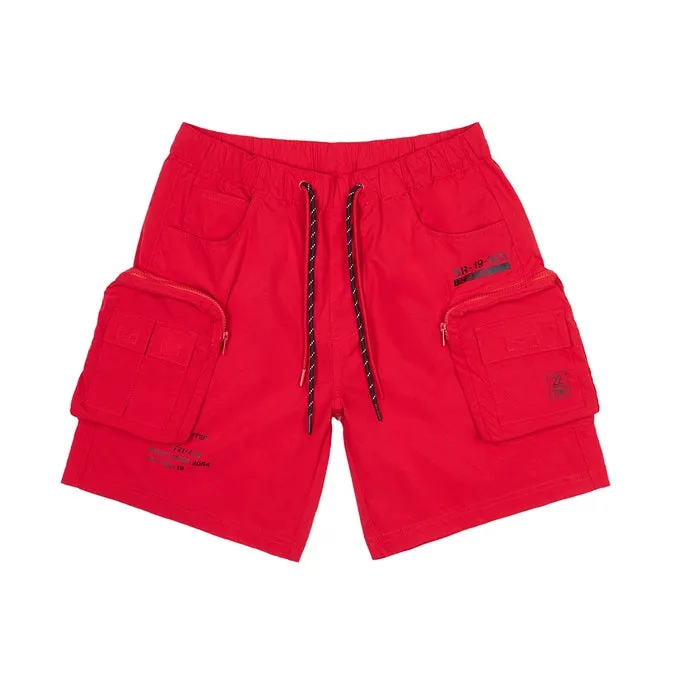 Printed Utility Lounge Windbreaker Shorts - Red