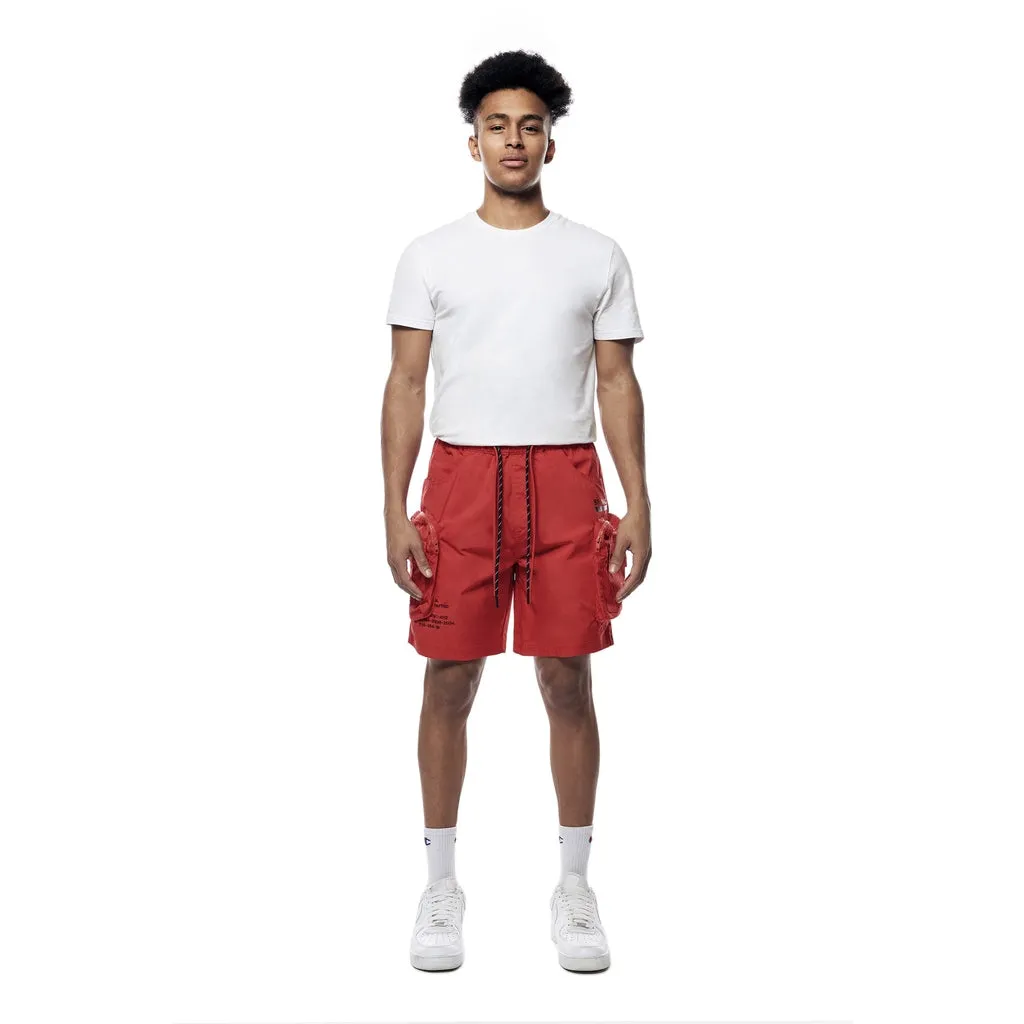 Printed Utility Lounge Windbreaker Shorts - Red