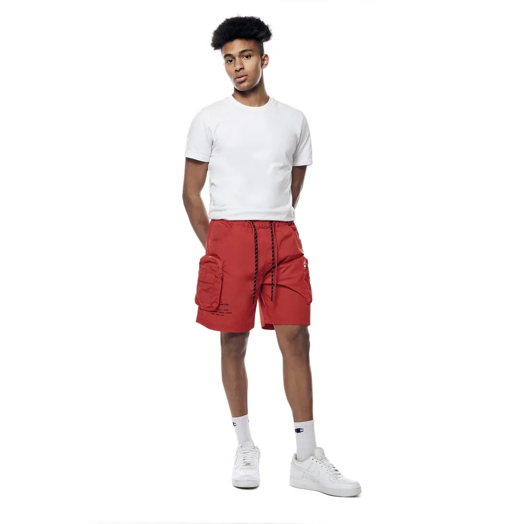 Printed Utility Lounge Windbreaker Shorts - Red