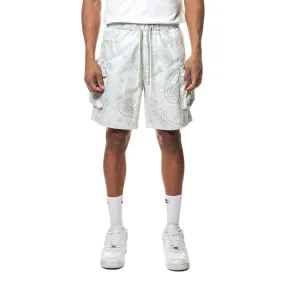 Printed Utility Windbreaker Shorts - Sage