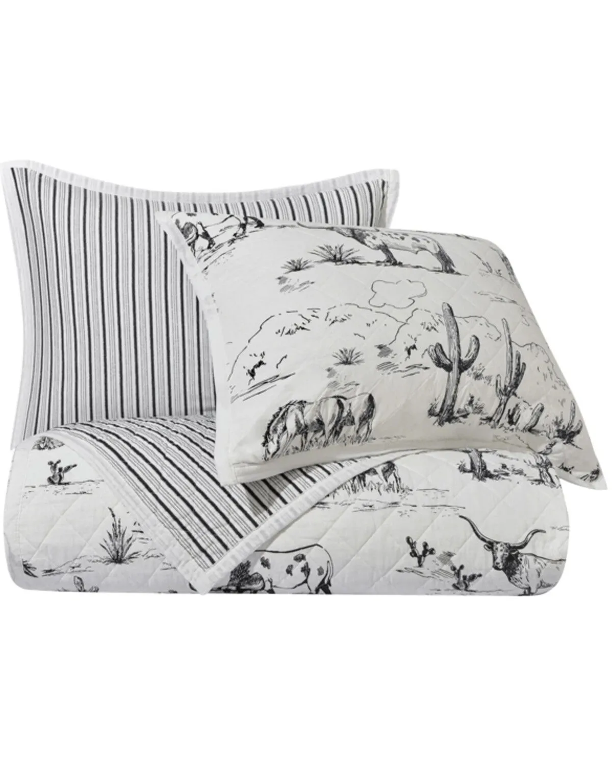 Product Name:  HiEnd Accents Black Ranch Life Western Toile Reversible 2-Piece Twin Quilt Set