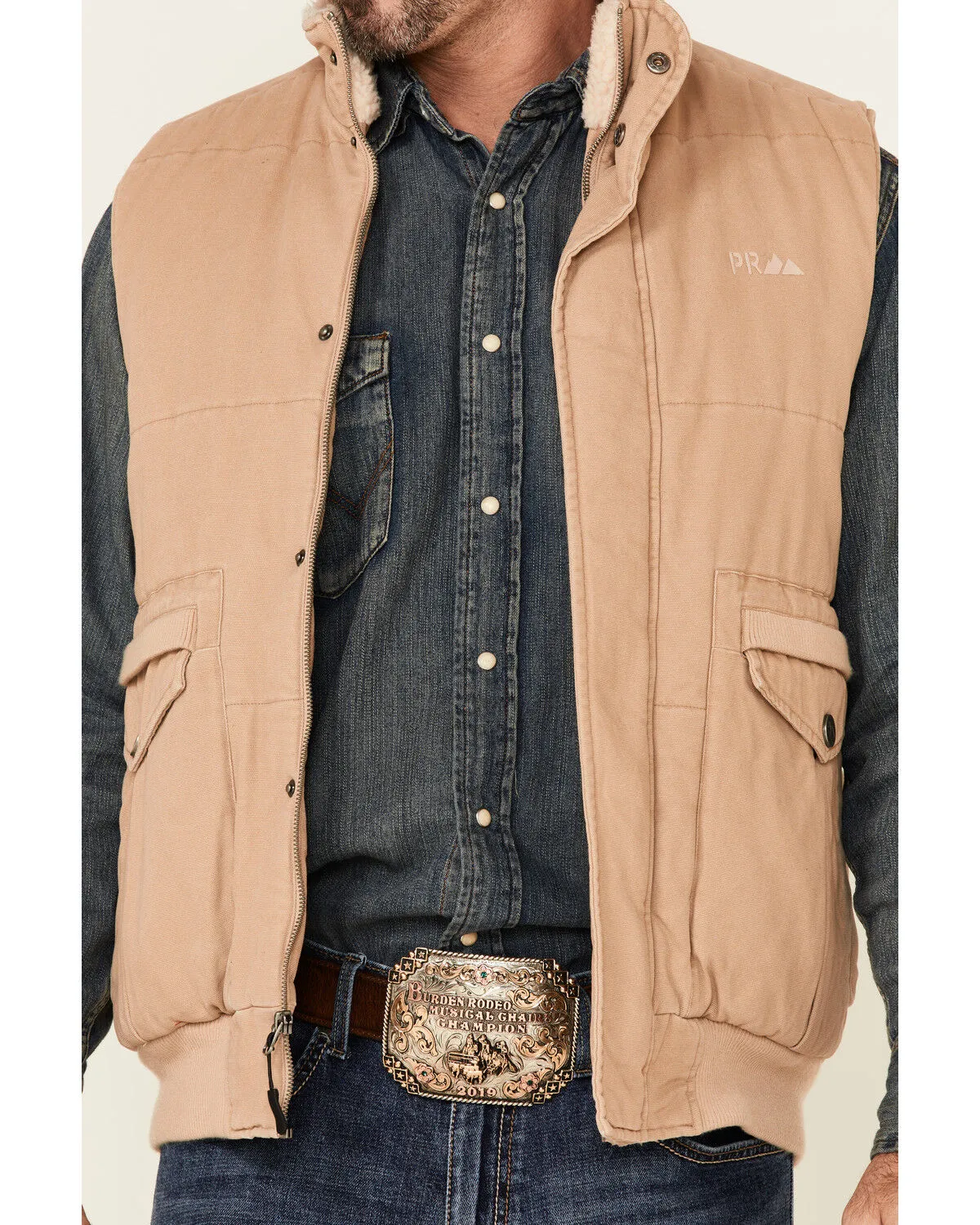 Product Name:  Powder River Outfitters Men's Tan CC Brushed Canvas Storm-Flap Vest