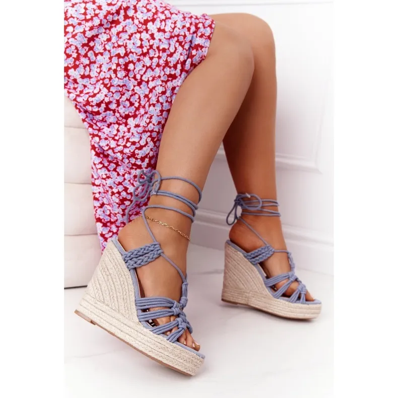 PS1 Tied Wedge Sandals With Blue Braid Run The World