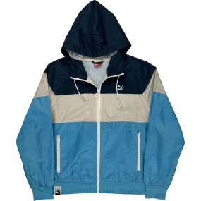 Puma Hooded Windbreaker Jacket - Medium - Blue Polyester