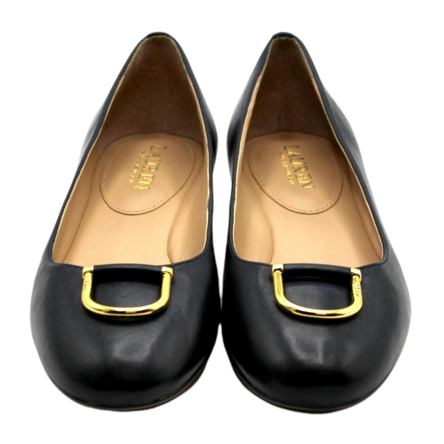 Ralph Lauren Navy Blue Leather Ballet Flats