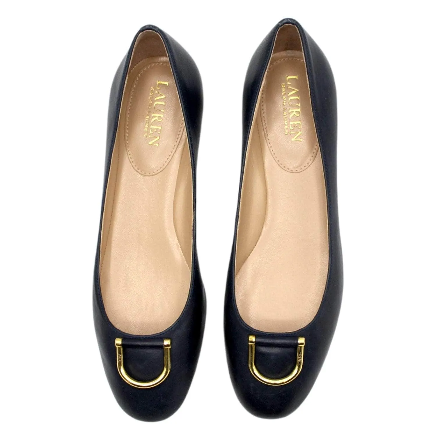 Ralph Lauren Navy Blue Leather Ballet Flats