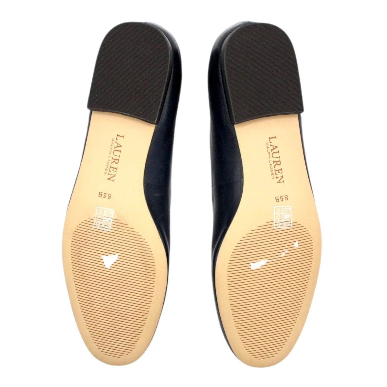 Ralph Lauren Navy Blue Leather Ballet Flats