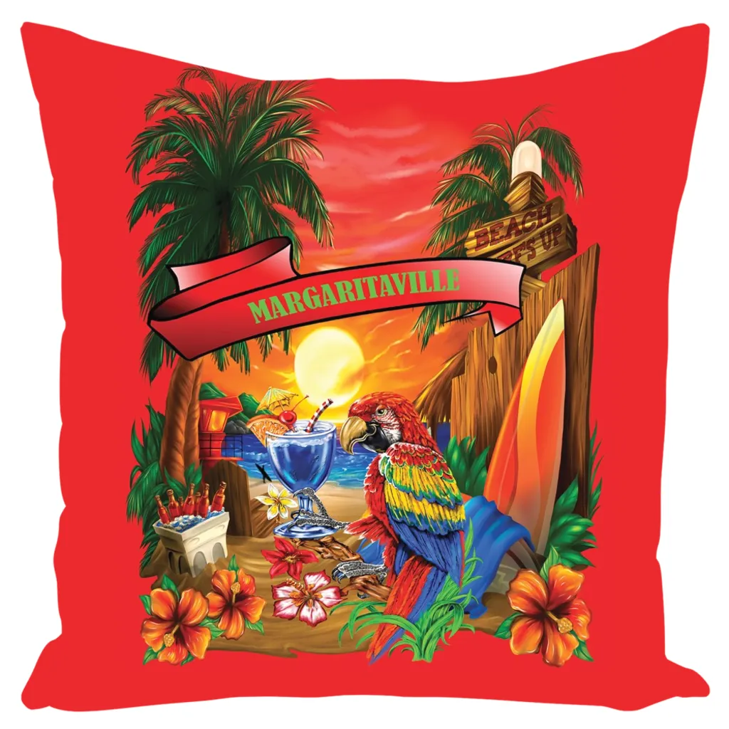 Red Margaritaville Parrot Outdoor Pillows