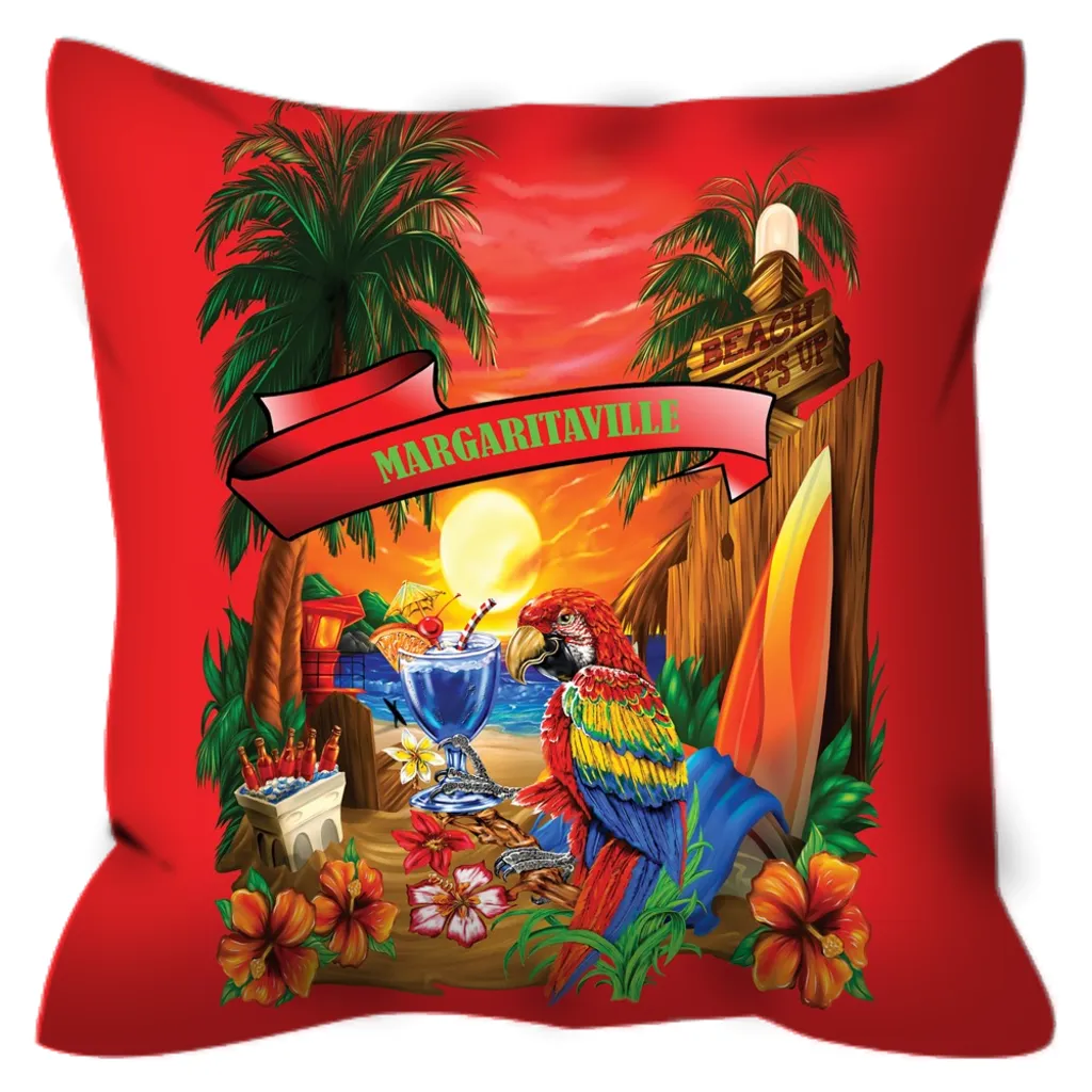 Red Margaritaville Parrot Outdoor Pillows