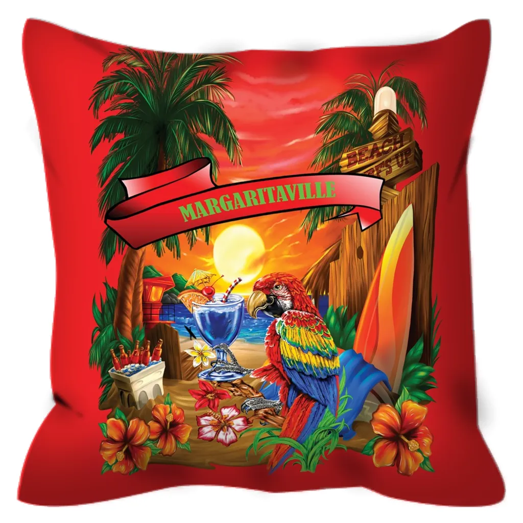 Red Margaritaville Parrot Outdoor Pillows