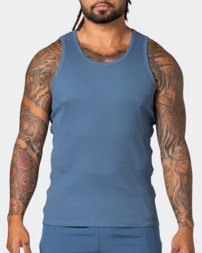 Rib Fitted Training Tank - Denim Blue