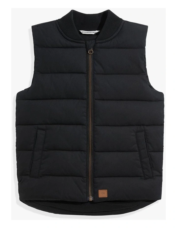 Rib Nylon Vest in Black