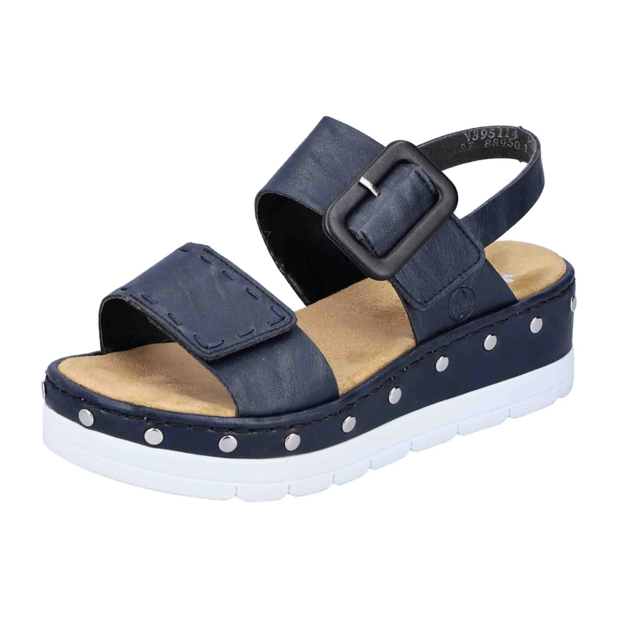 Rieker Women's Blue Sandals with Narrow Fit and Comfortable Sole