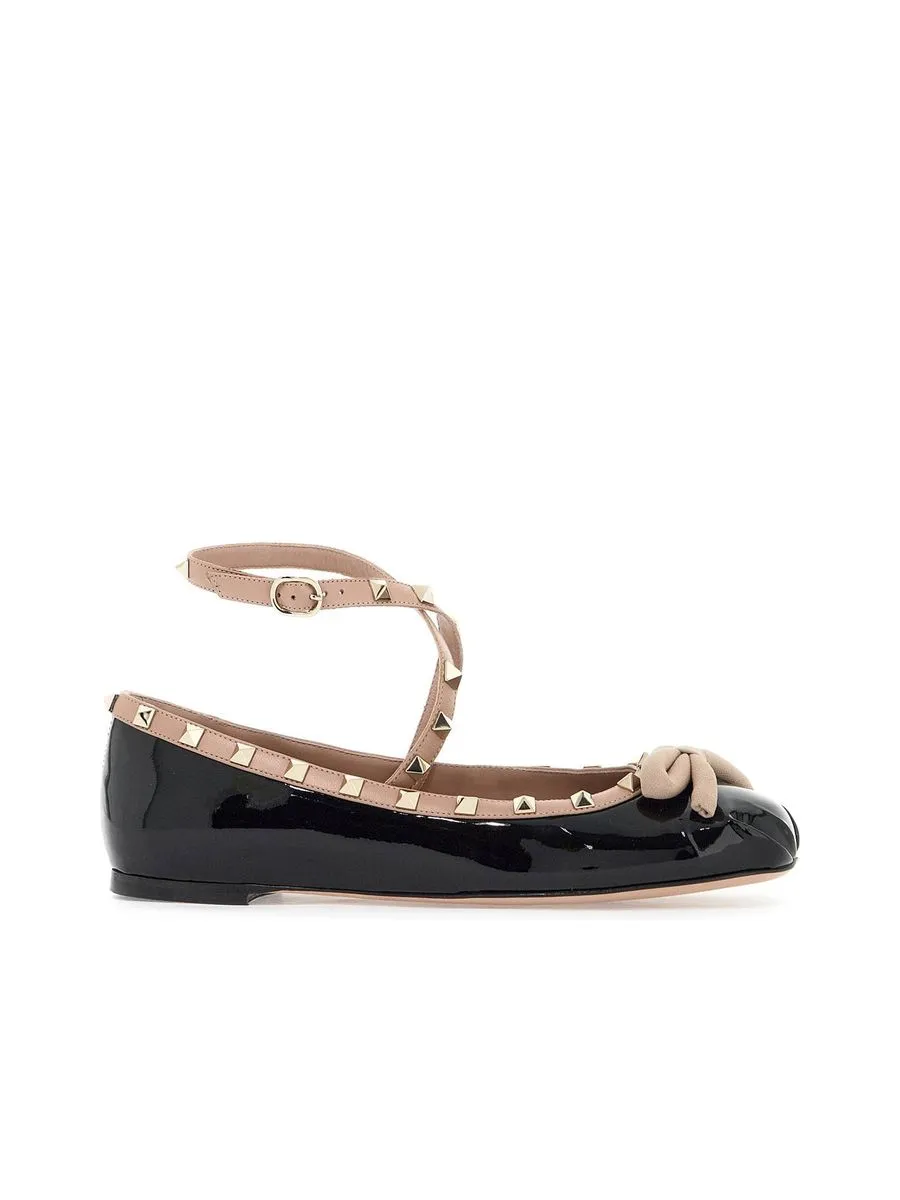 Rockstud Patent Leather Ballerina Flats