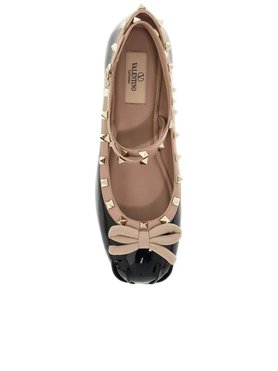 Rockstud Patent Leather Ballerina Flats