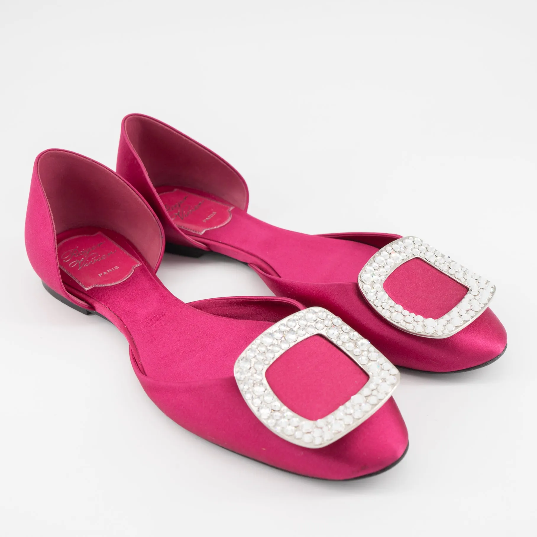 Roger Vivier Pink Ballerine Chips Crystal Flats POP