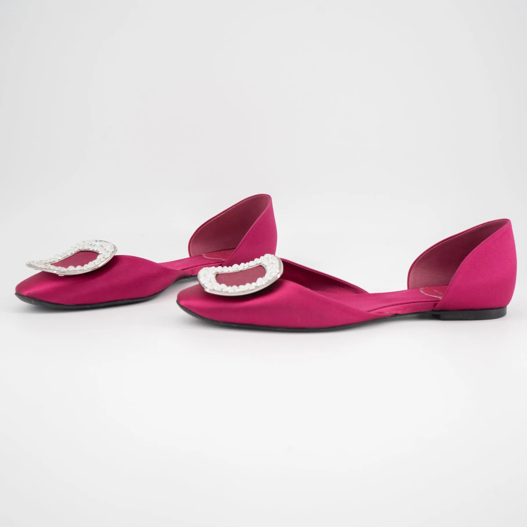 Roger Vivier Pink Ballerine Chips Crystal Flats POP