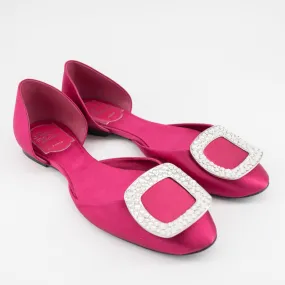 Roger Vivier Pink Ballerine Chips Crystal Flats POP