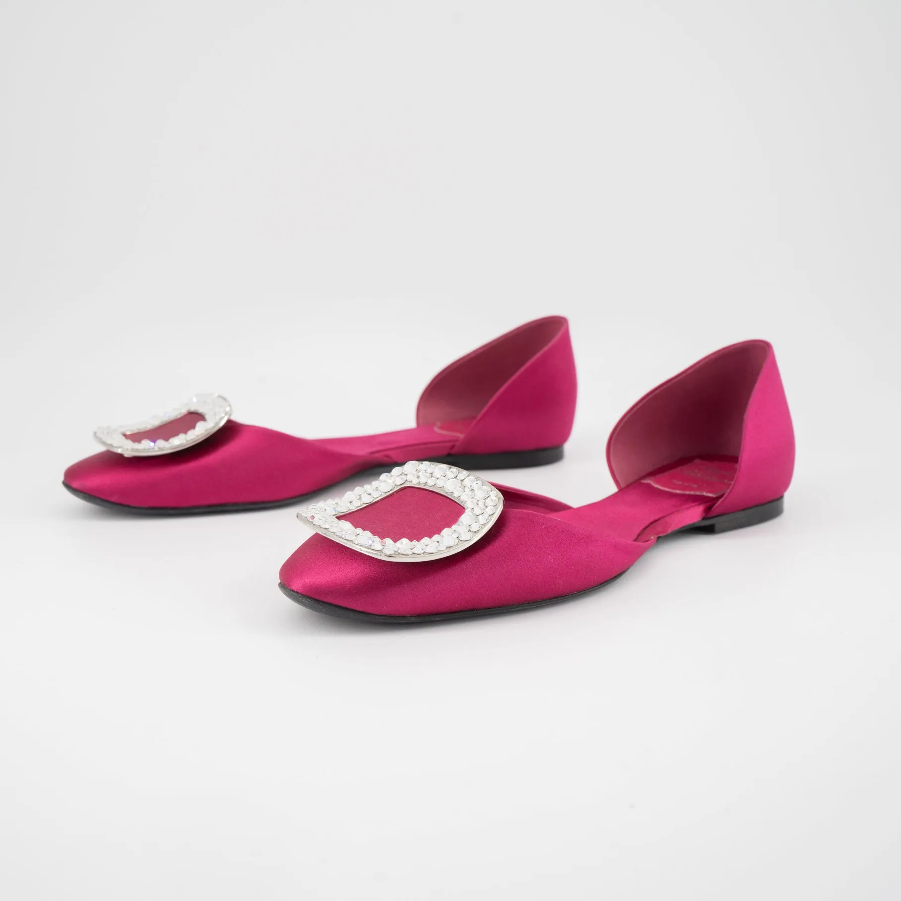 Roger Vivier Pink Ballerine Chips Crystal Flats POP