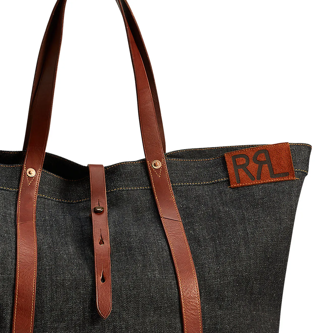 RRL by Ralph Lauren Leather-Trim Denim Tote Indigo