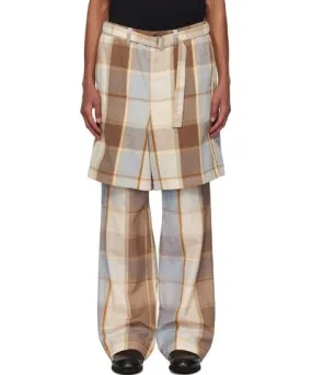 Sacai Brown Plaid Trousers