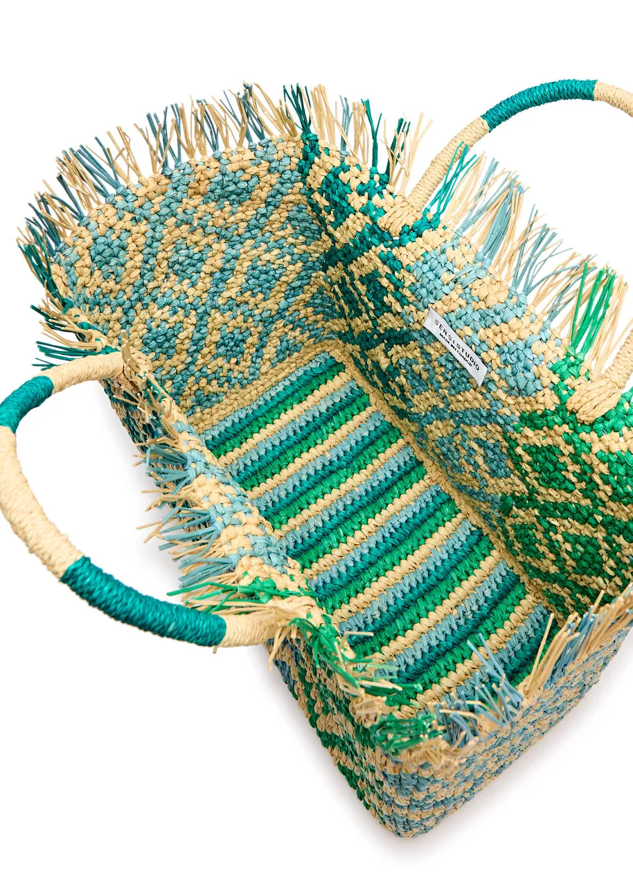 SENSI STUDIO Canasta fringed woven straw tote  -                         -                     -                