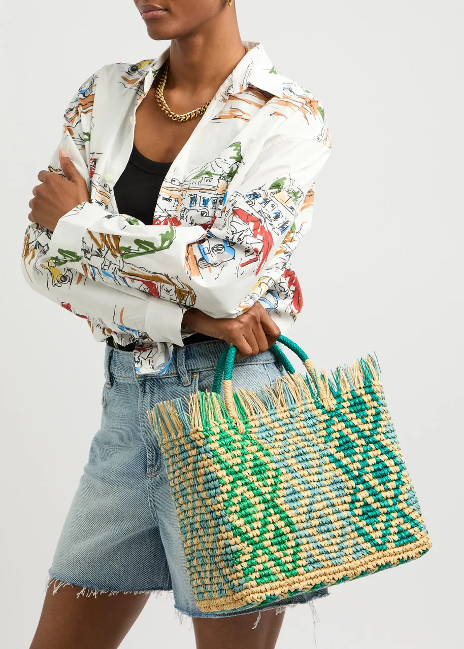 SENSI STUDIO Canasta fringed woven straw tote  -                         -                     -                