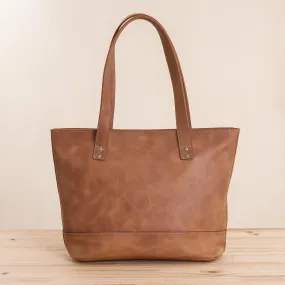 Sepia Waves Handcrafted Leather Tote in Sepia from Peru