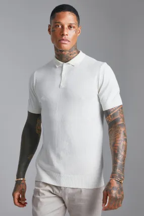 Short Sleeve Knitted Polo | boohooMAN UK