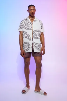 Short Sleeve Pastel Bandana Shirt And Swim Short | boohooMAN UK