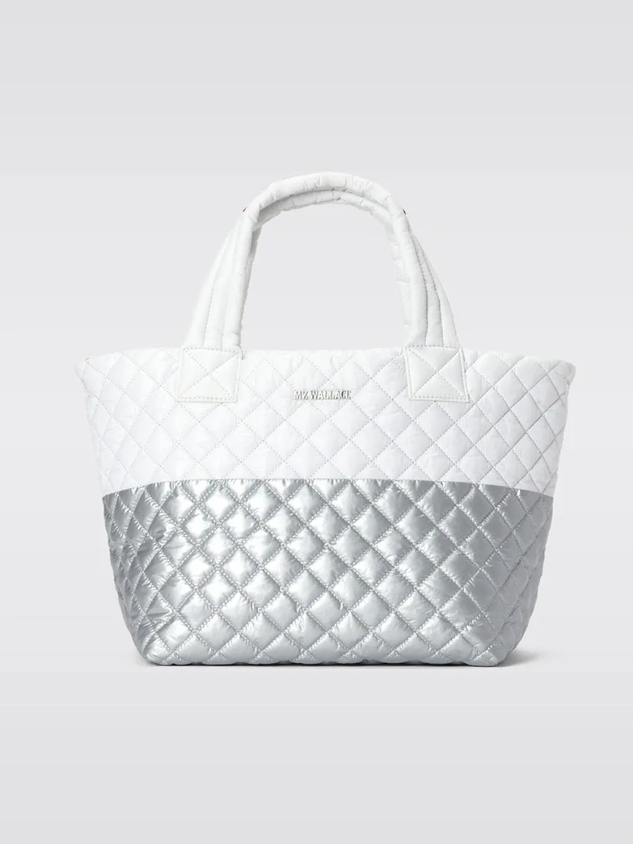 Small Metro Tote Deluxe - Tin & White Colorblock Oxford