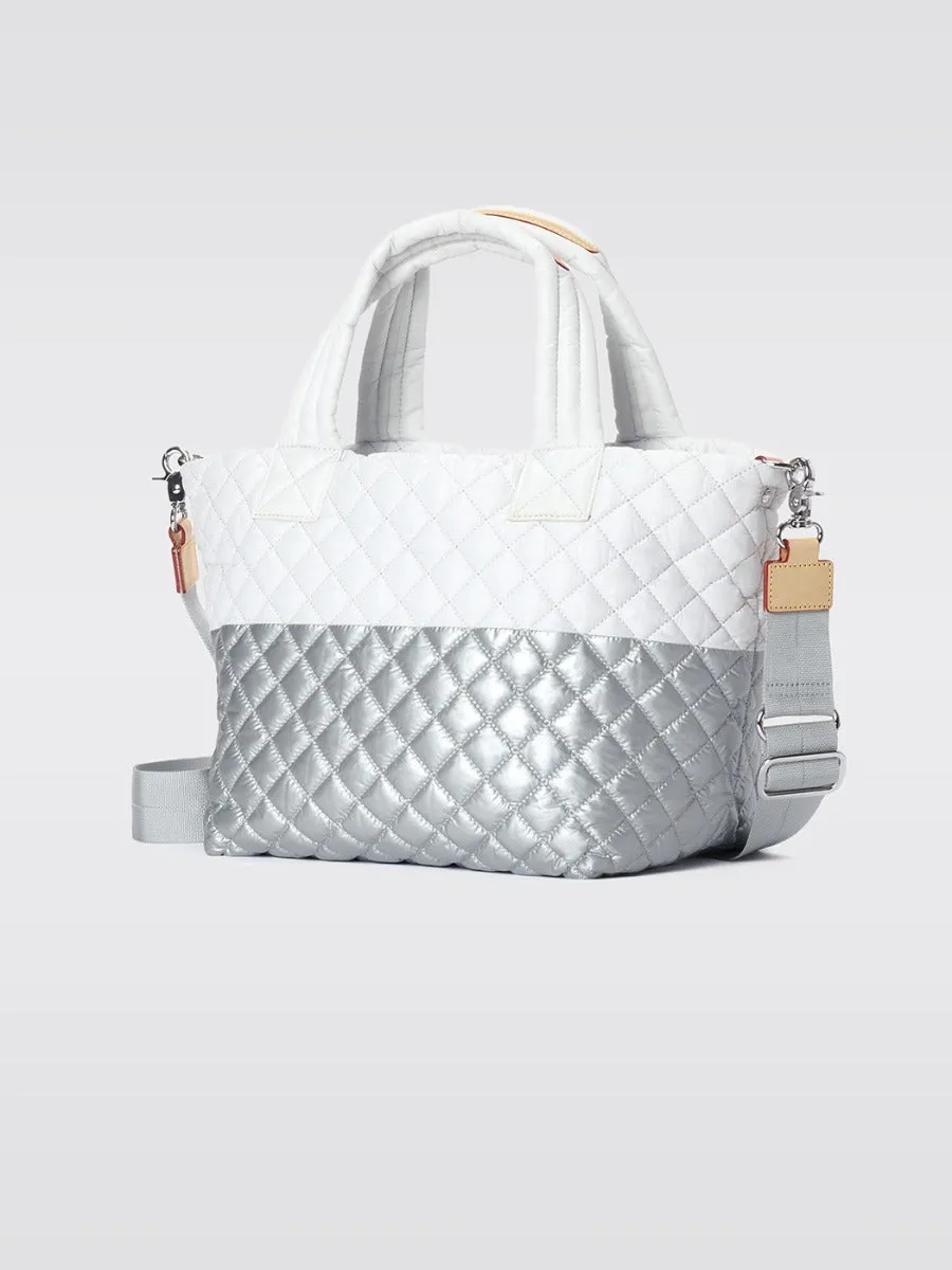 Small Metro Tote Deluxe - Tin & White Colorblock Oxford