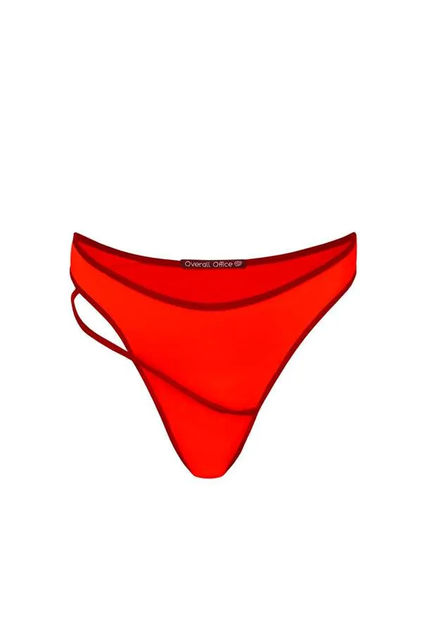 Spiral Mid-rise Bikini Bottom - Red