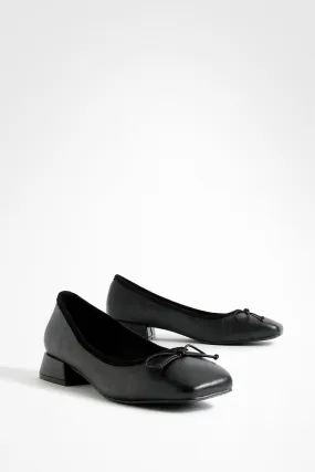 Square Toe Ankle Strap Heeled Ballet Flats