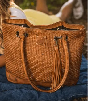 STS Sweet Grass Woven Leather Tote Purse STS32202