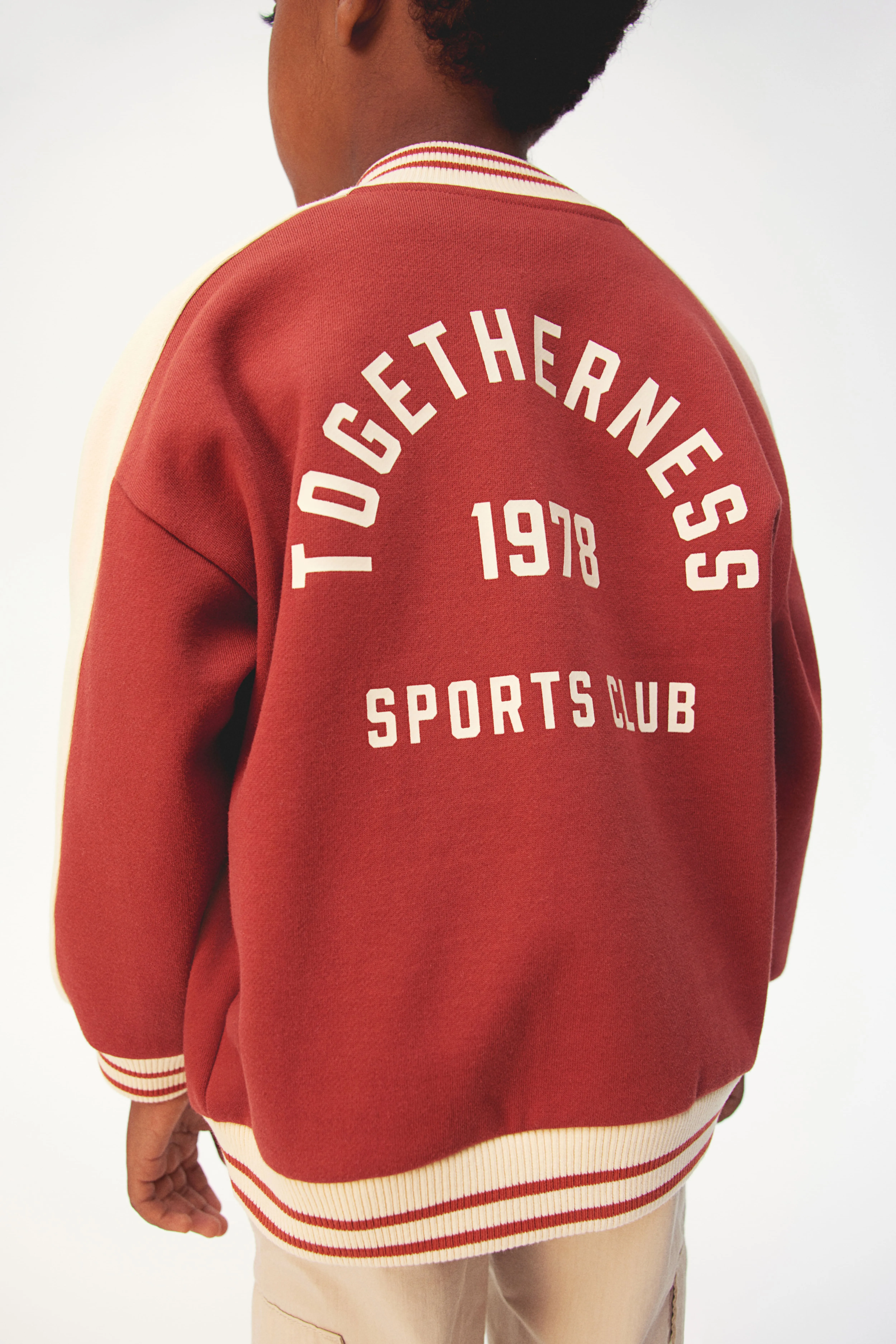 Sweatshirt baseball jacket - Crew-neck - Long sleeve - Brick red/NY - Kids | H&M GB