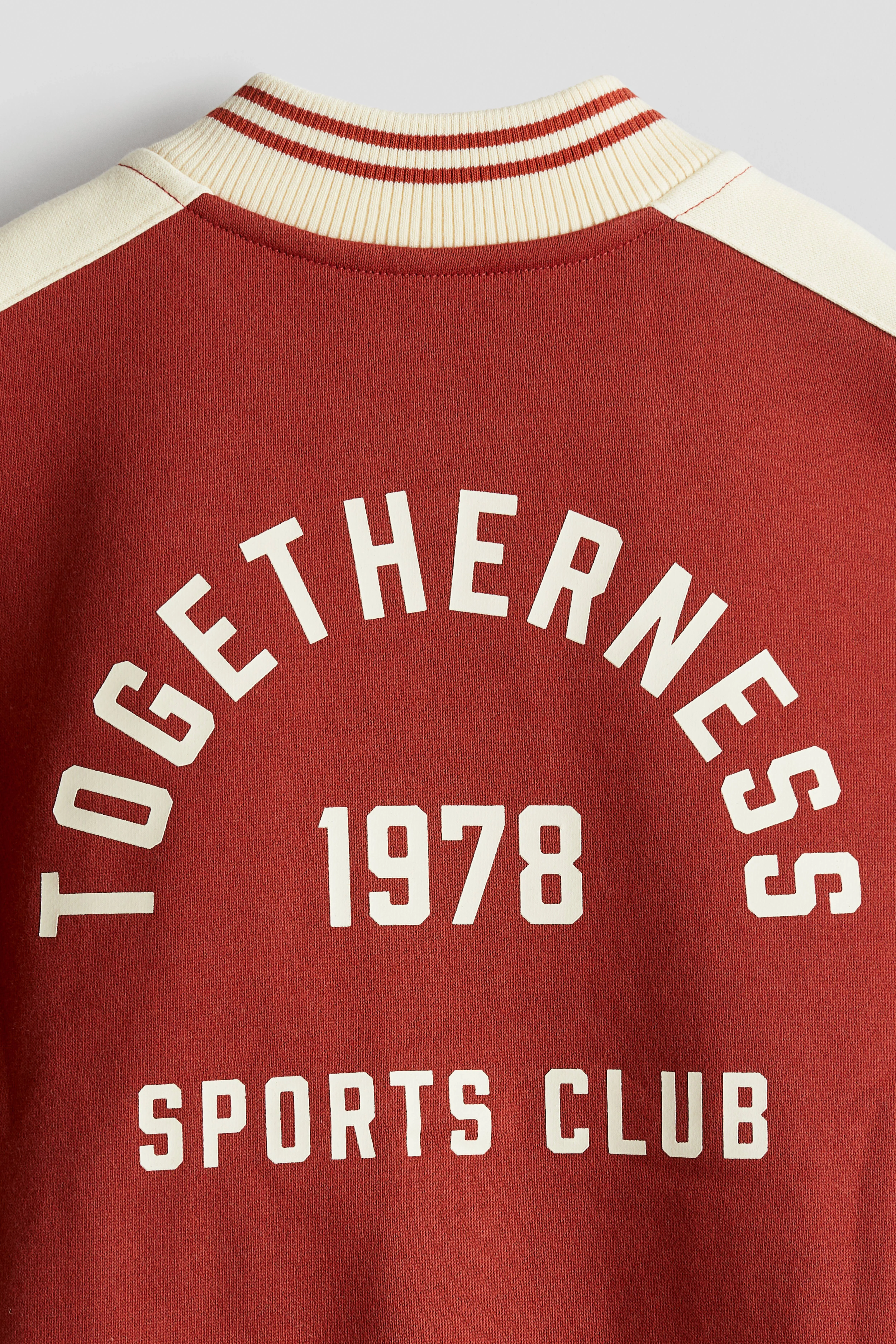 Sweatshirt baseball jacket - Crew-neck - Long sleeve - Brick red/NY - Kids | H&M GB