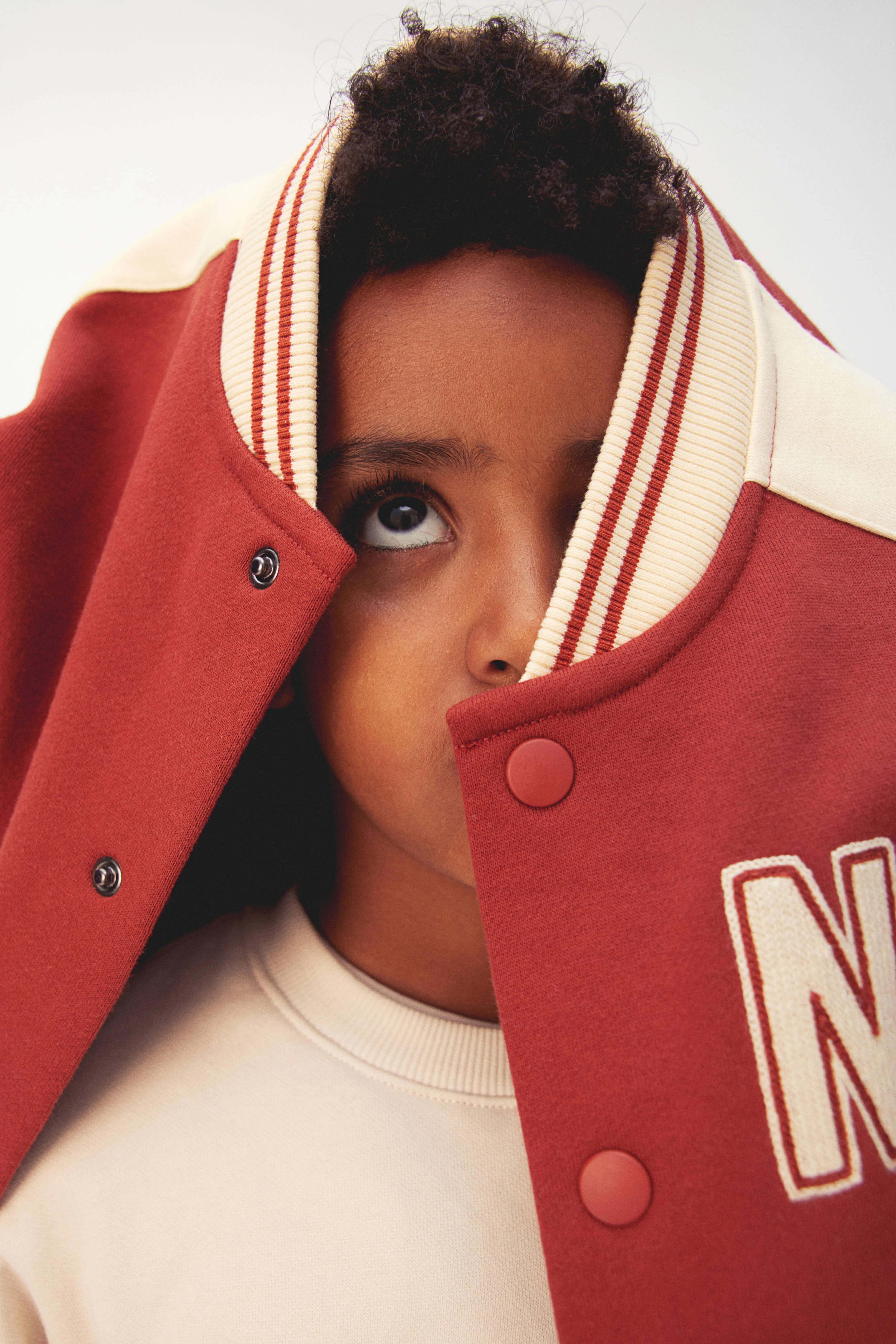 Sweatshirt baseball jacket - Crew-neck - Long sleeve - Brick red/NY - Kids | H&M GB