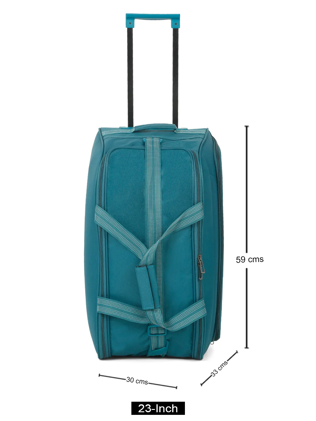 Teal Printed Large Duffle Trolley Bag