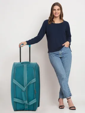 Teal Printed Large Duffle Trolley Bag