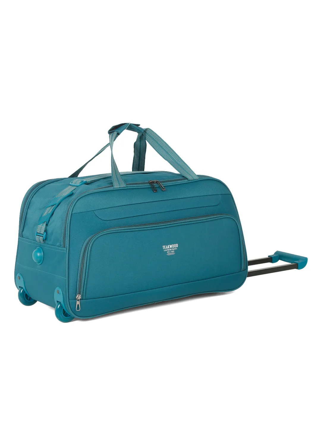 Teal Printed Large Duffle Trolley Bag