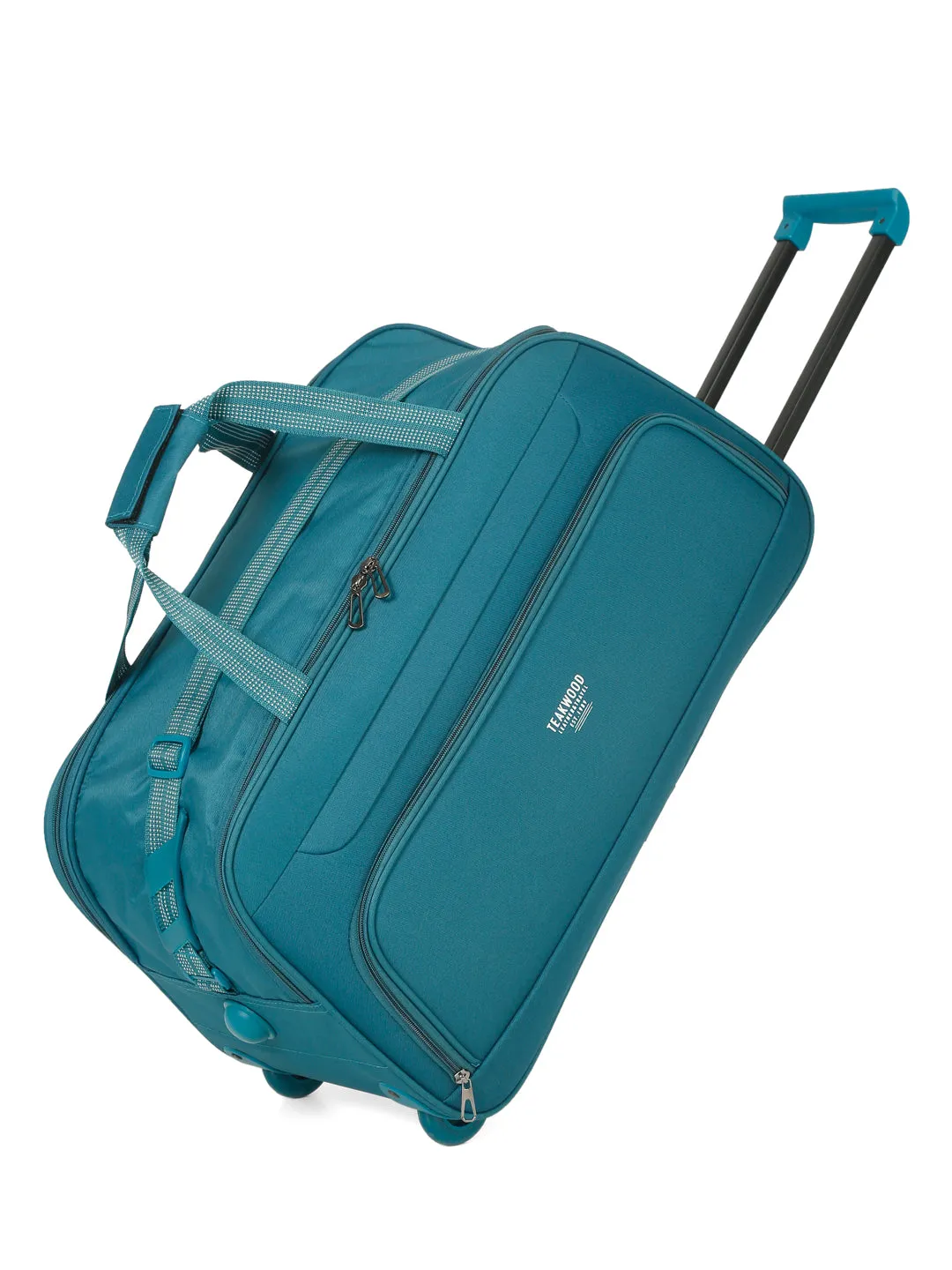 Teal Printed Large Duffle Trolley Bag