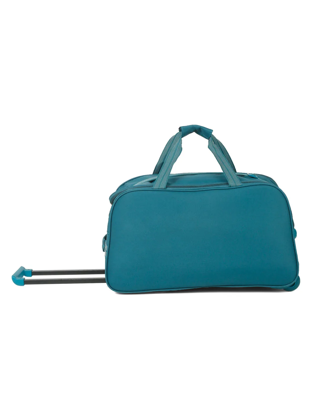 Teal Printed Large Duffle Trolley Bag