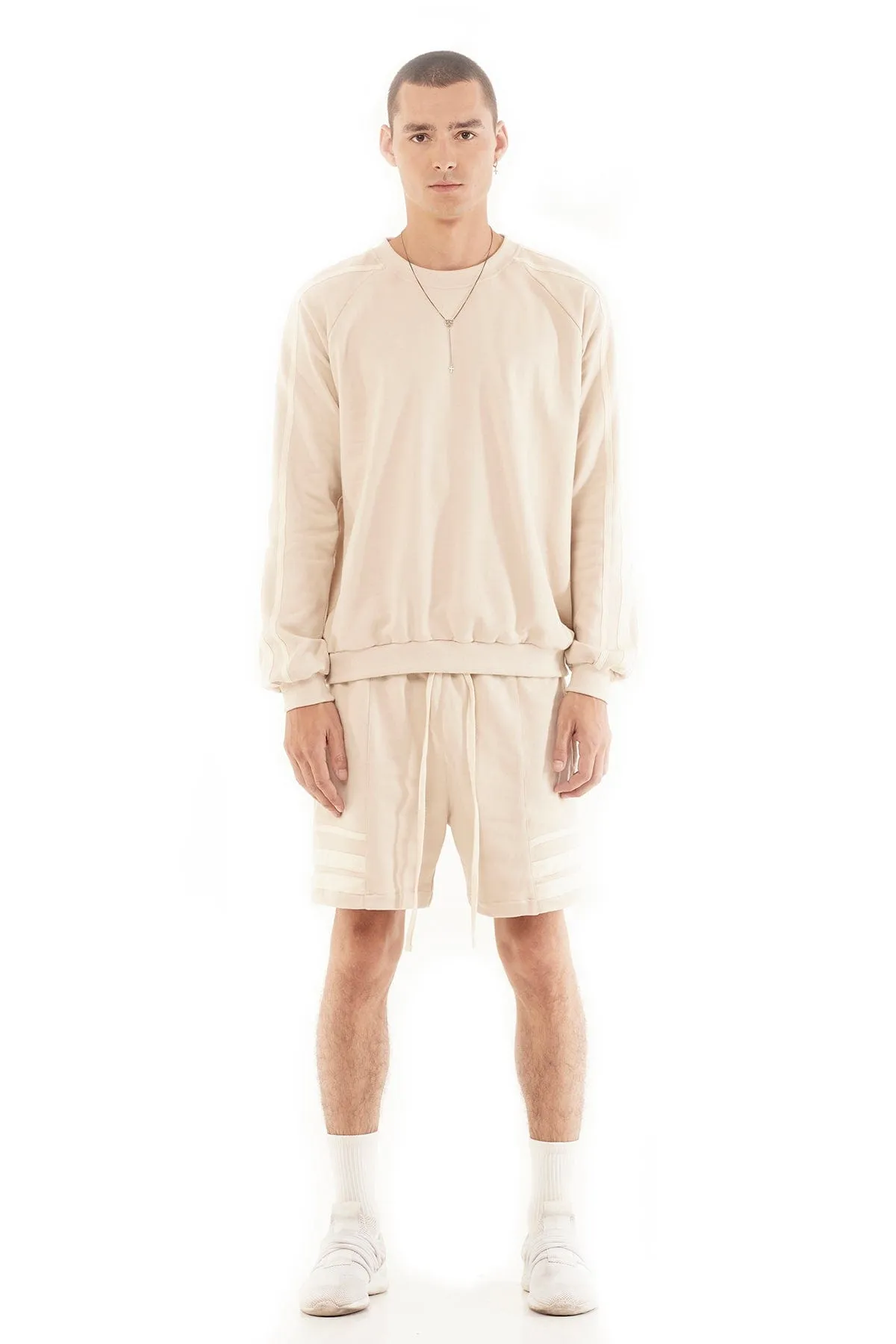 TERRY PULLOVER WITH STRIPES IN FOG