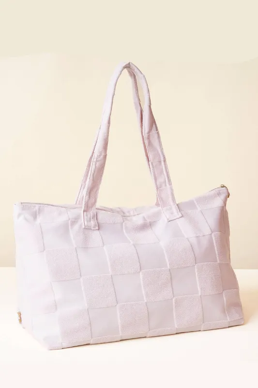 Terry Tote- Purple Check