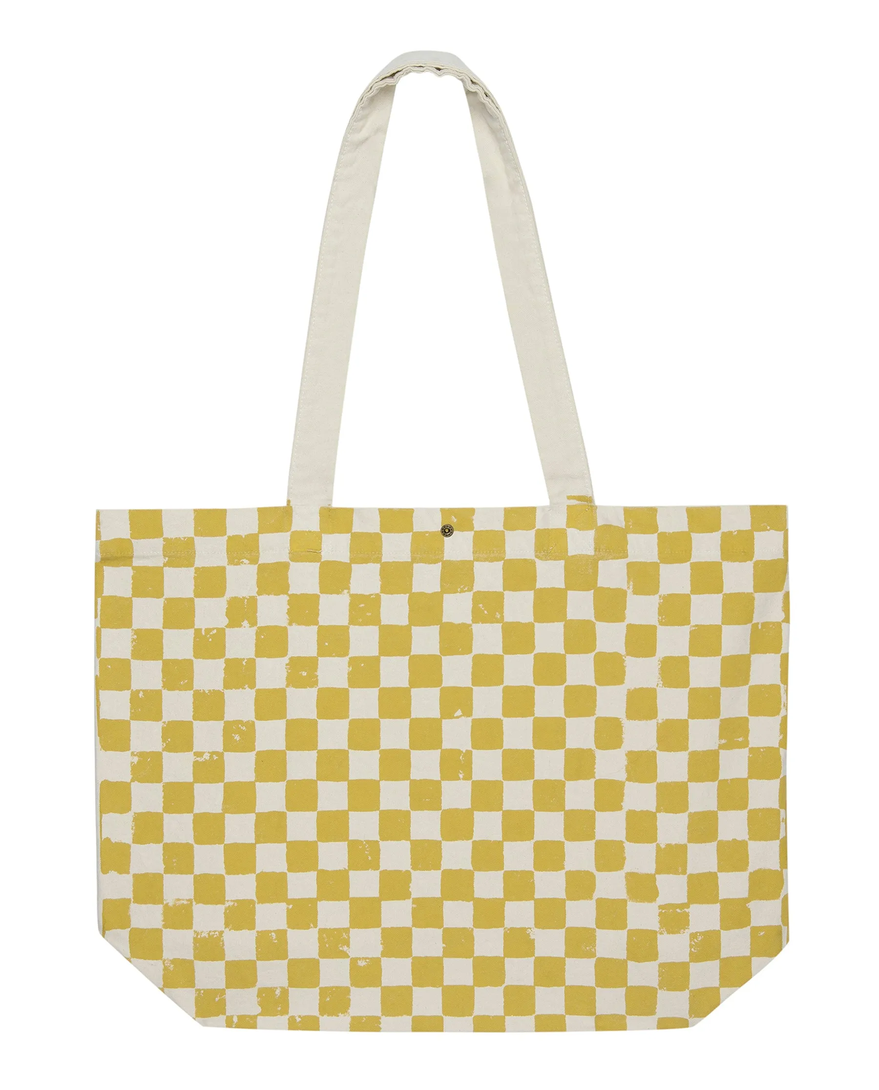 The Beach Tote. -- Cream with Citron Check Stamp