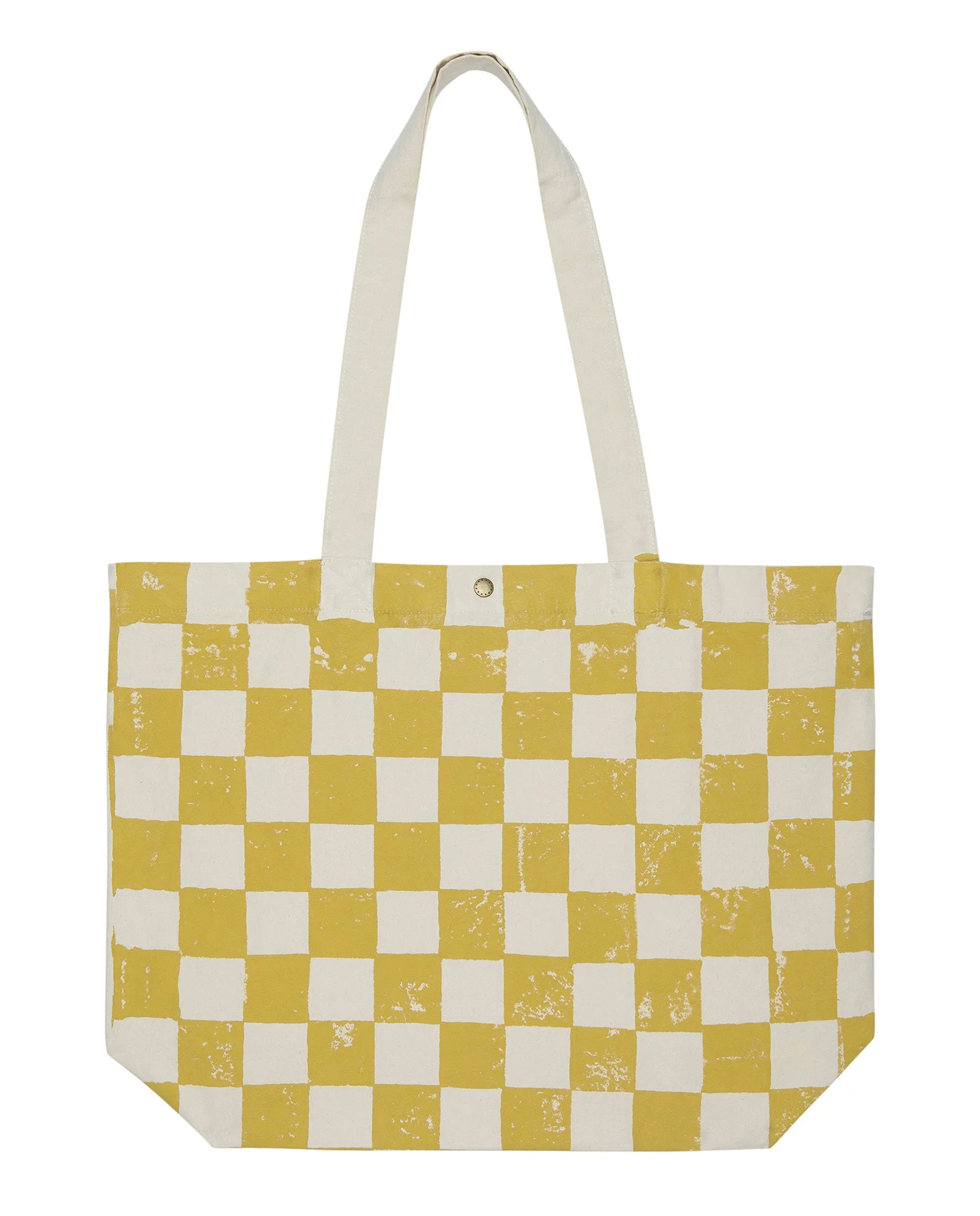 The Beach Tote. -- Cream with Citron Check Stamp