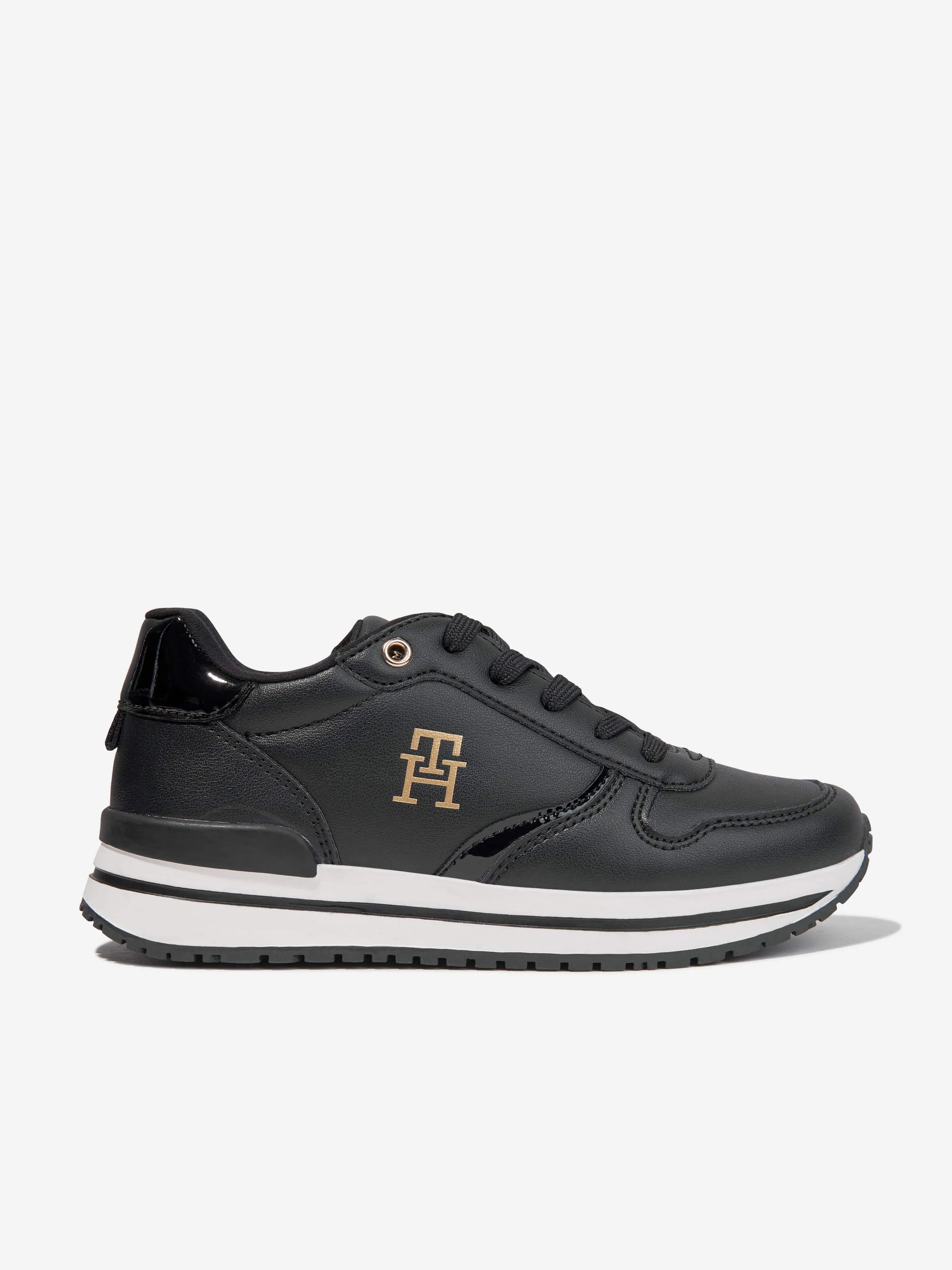 Tommy Hilfiger Girls Monogram Low Cut Lace-Up Trainers in Black